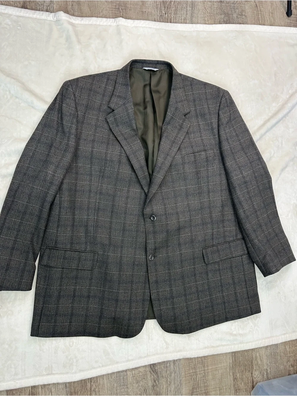 Joseph & Feiss International 100% Lambswool Sport Coat Gray Windowpane Blazer
